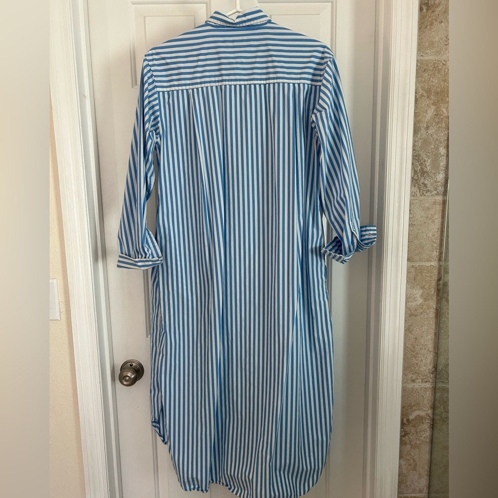 Banana Republic Blue and White Striped High Low button down Dress - Picture 3 of 7